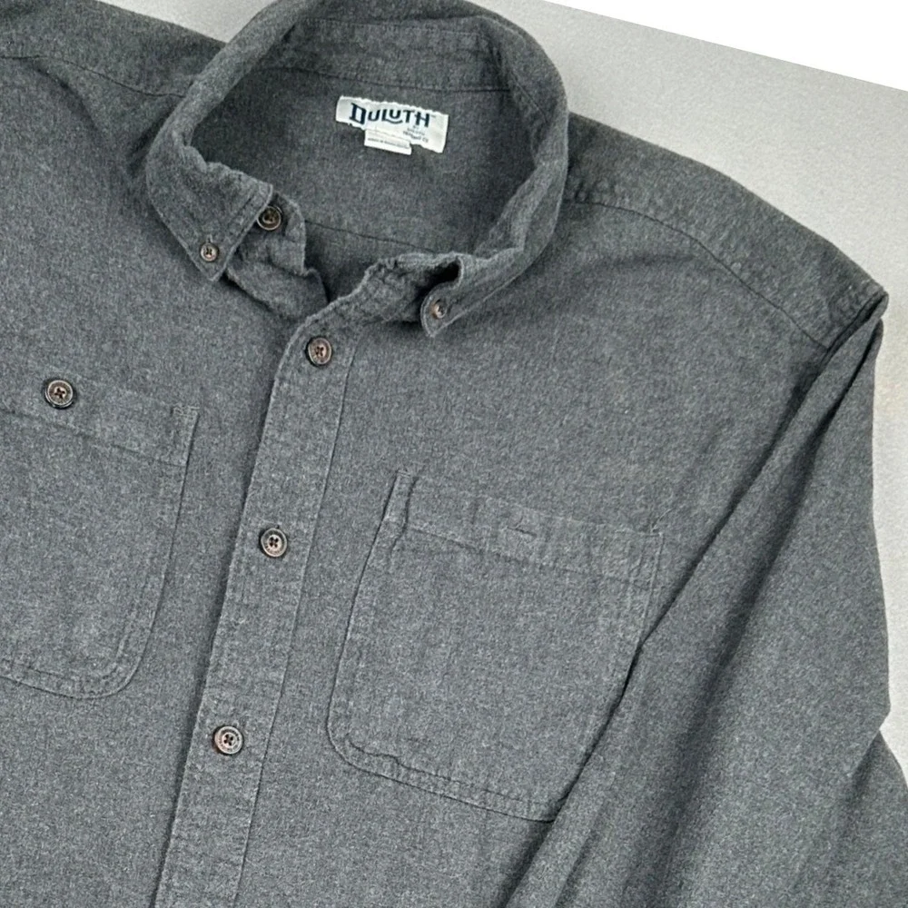 Duluth Trading Co Flannel Shirt Mens XL Gray Relaxed Fit Button Down 100% Cotton - Picture 1 of 11